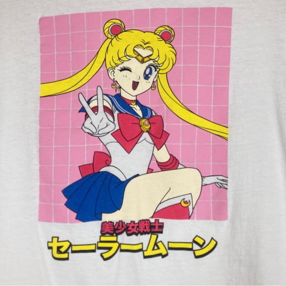 Sailor Moon Womens Tee Shirt White Medium CottonShort Sleeve CrewNeck - Picture 1 of 9